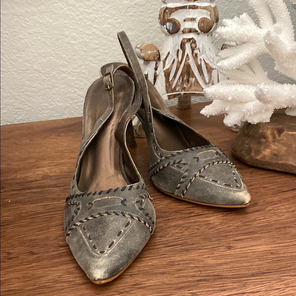 Women's Gray Slingback Heels